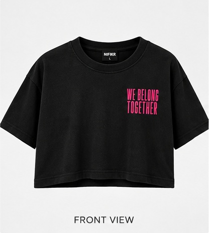 Together We Belong Oversized Crop T-Shirt – Black