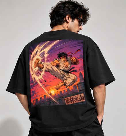 Midnight Warrior Anime Oversized T-Shirt Black – NIFIKR