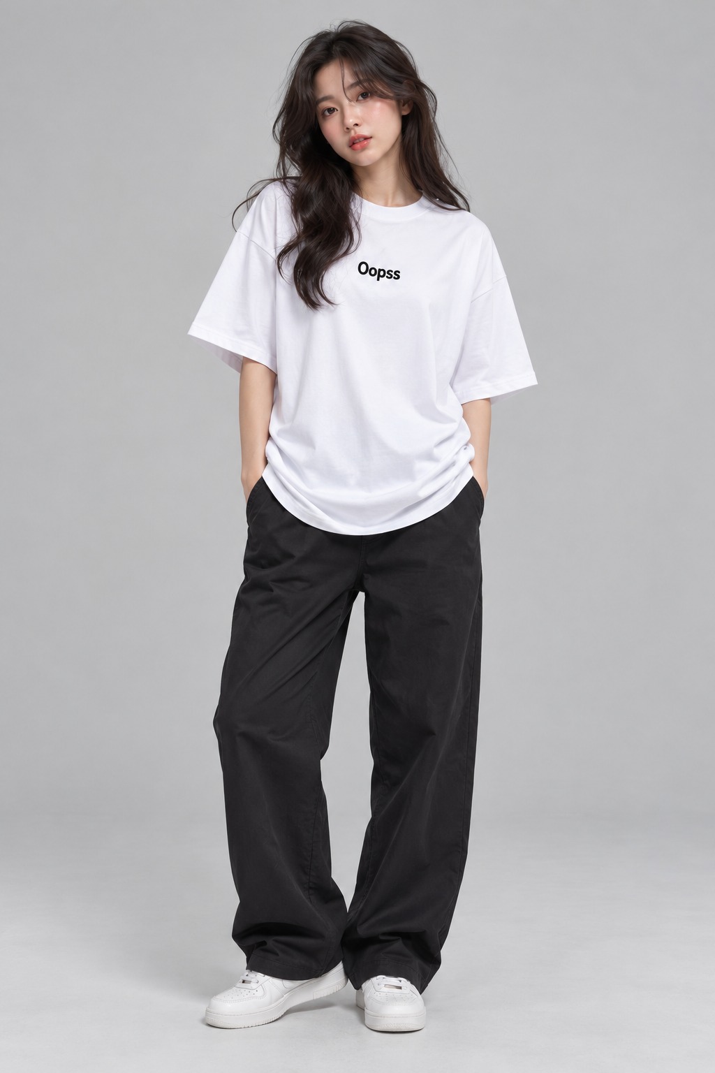 NIFIKR Oopss Kawaii Fox Anime Graphic Oversized T-Shirt – White